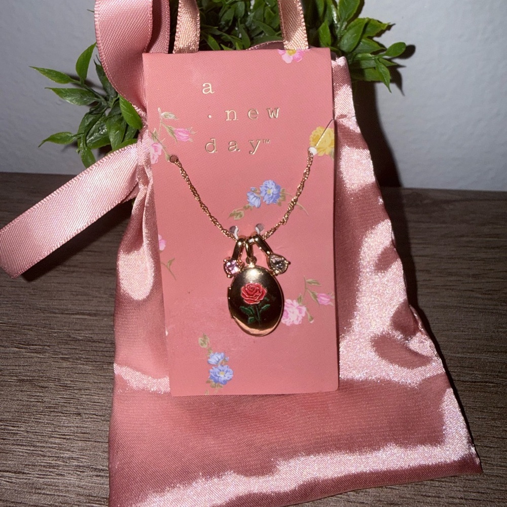 A New Day Pink Rose Locket Necklace - Picture 2 of 3